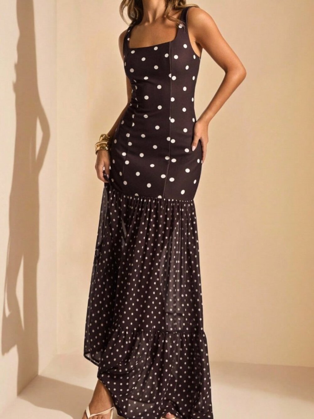 Brown Elegant Women's Drop Waist Bodycon Maxi Dress